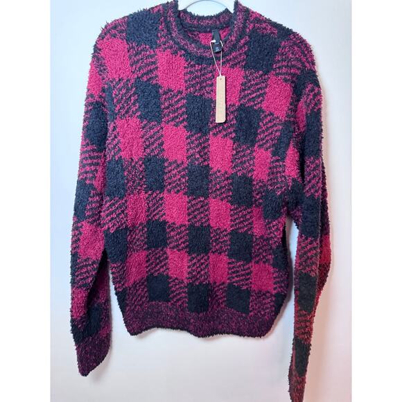 Skims cozy knit buffalo check cozy knit pullover oversized S/M NWT - Picture 1 of 6